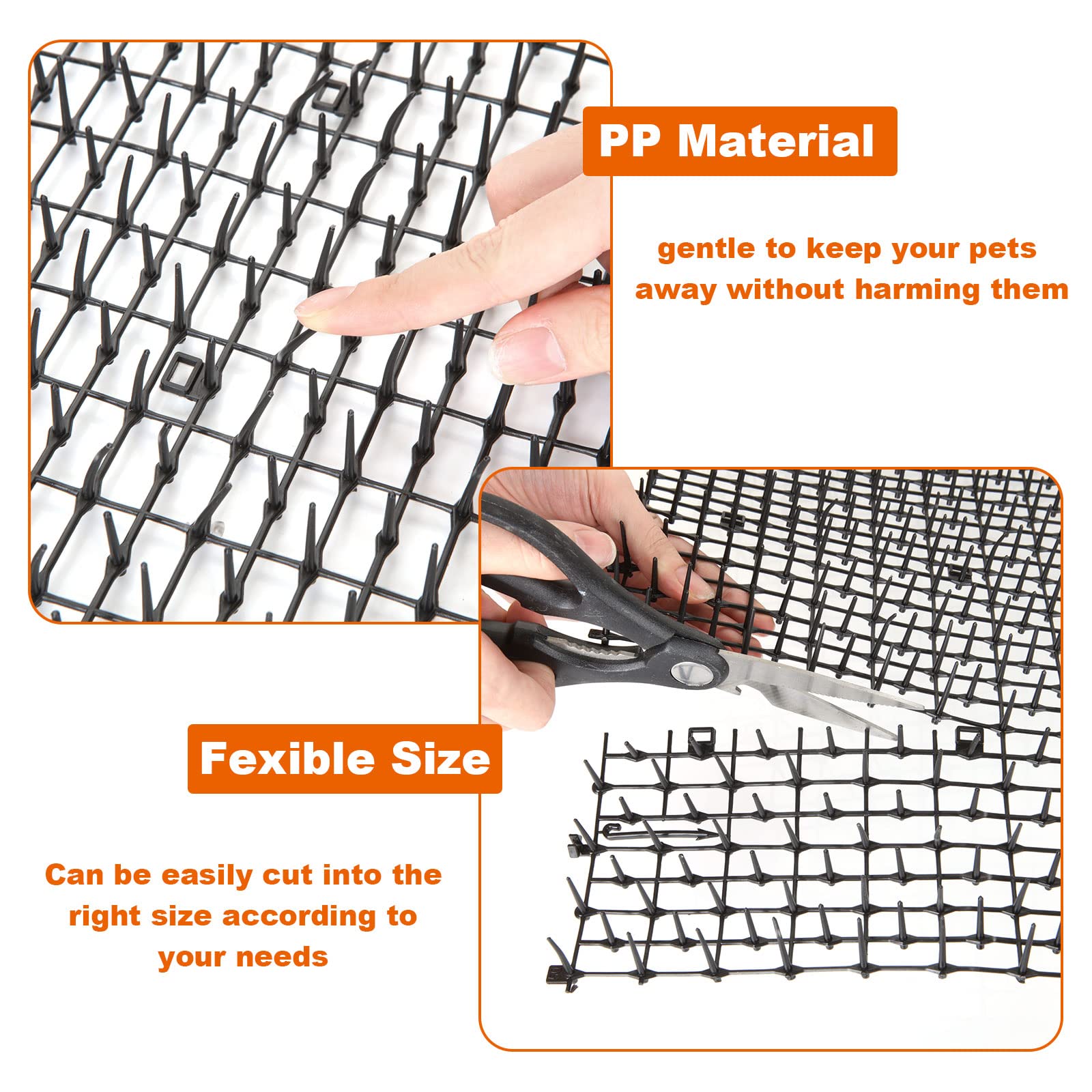 13Ft x 12 Inch Scat Mat for Cats, Cat Scat Mat with Spikes, Anti-Cats Deterrent Mat, Pet Repellent Mat, Cat Digging Stopper Prickle Strip for Indoor Outdoor Sofa Furniture with Garden Staples 3