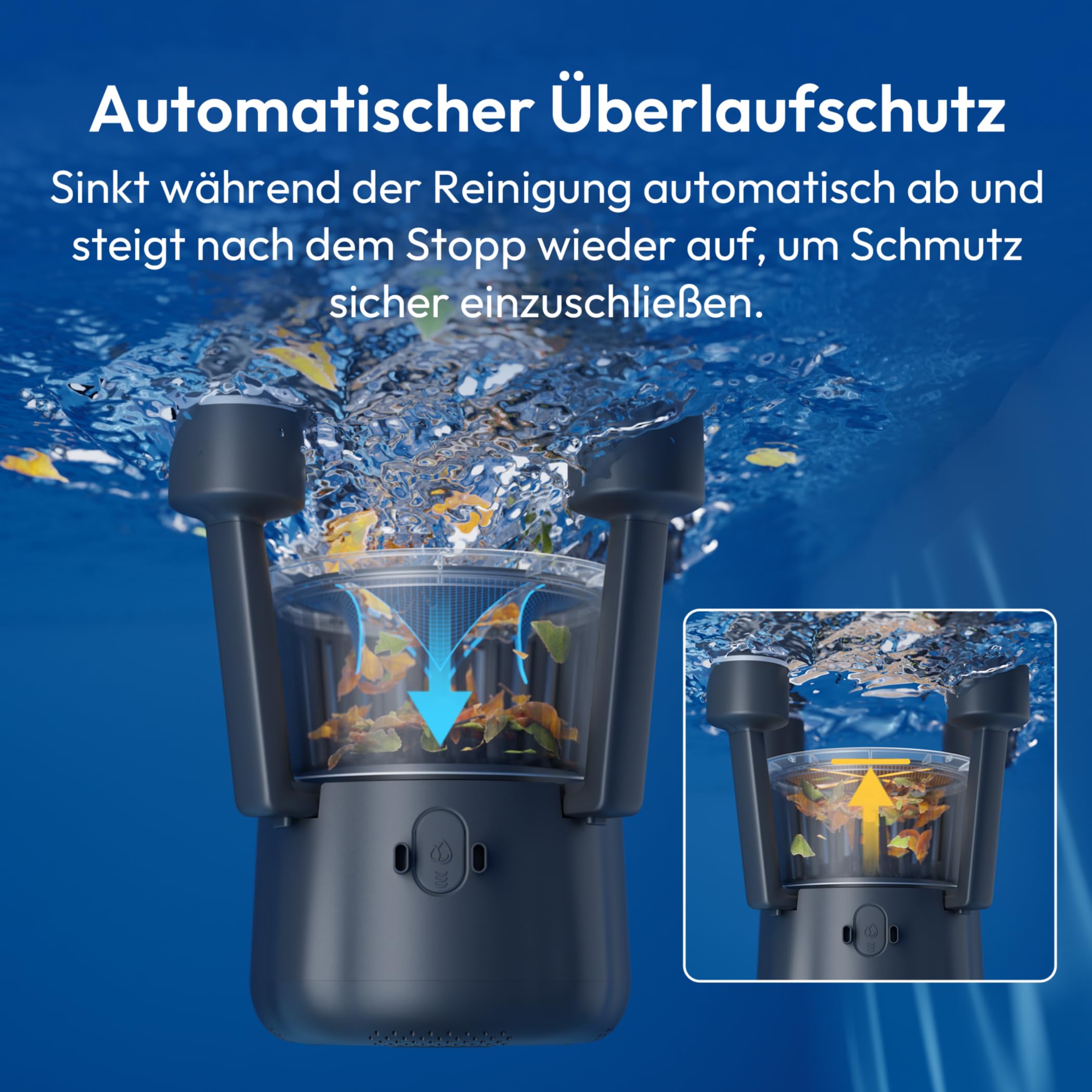 BUBLUE BuVortex V5 Robot de piscine avec contrôle par application, filtre de 5 litres, deux modes de nettoyage, navigation IA, idéal pour piscines enterrées et hors-sol, noir