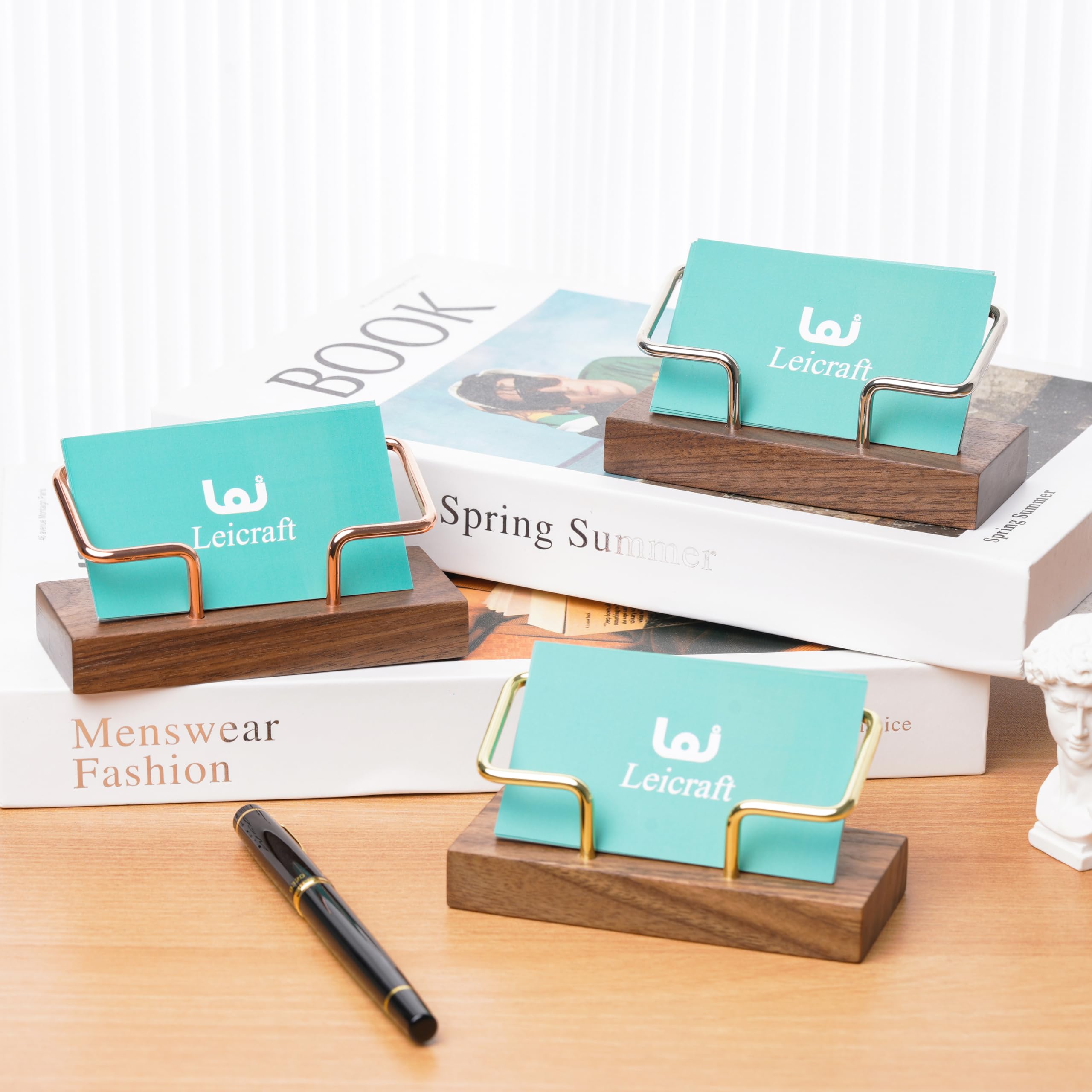 Wooden Business Card Holder - Desk Organizer -5