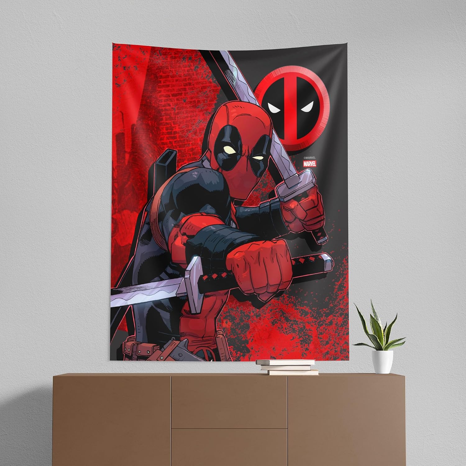 Northwest Marvel Deadpool Swordsman Wall Hanging Tapestry for Birthday Bedroom Living Room Dorm, 50x60 inches