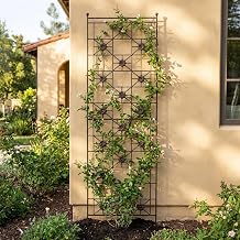 H Potter 5.75 Ft Garden Trellis Heavy Duty Iron Grid Metal Panel for Climbing Roses, Clematis & Ivy 69 H x 24.5 W Outdoor Wall or Patio Decor