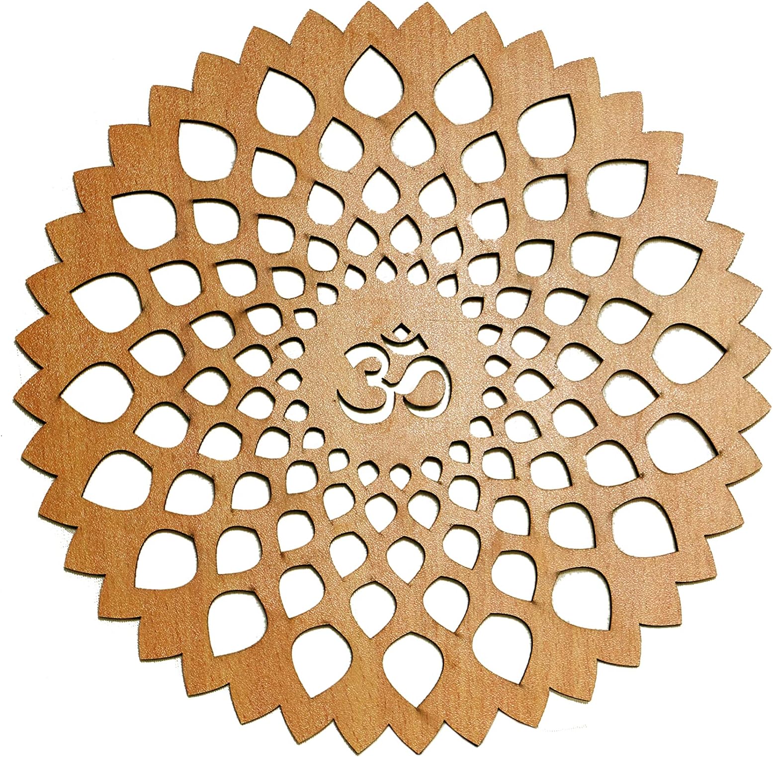 AK craft 美しいOm 木製デザイン 壁掛け (ブラウン 12x12インチ)