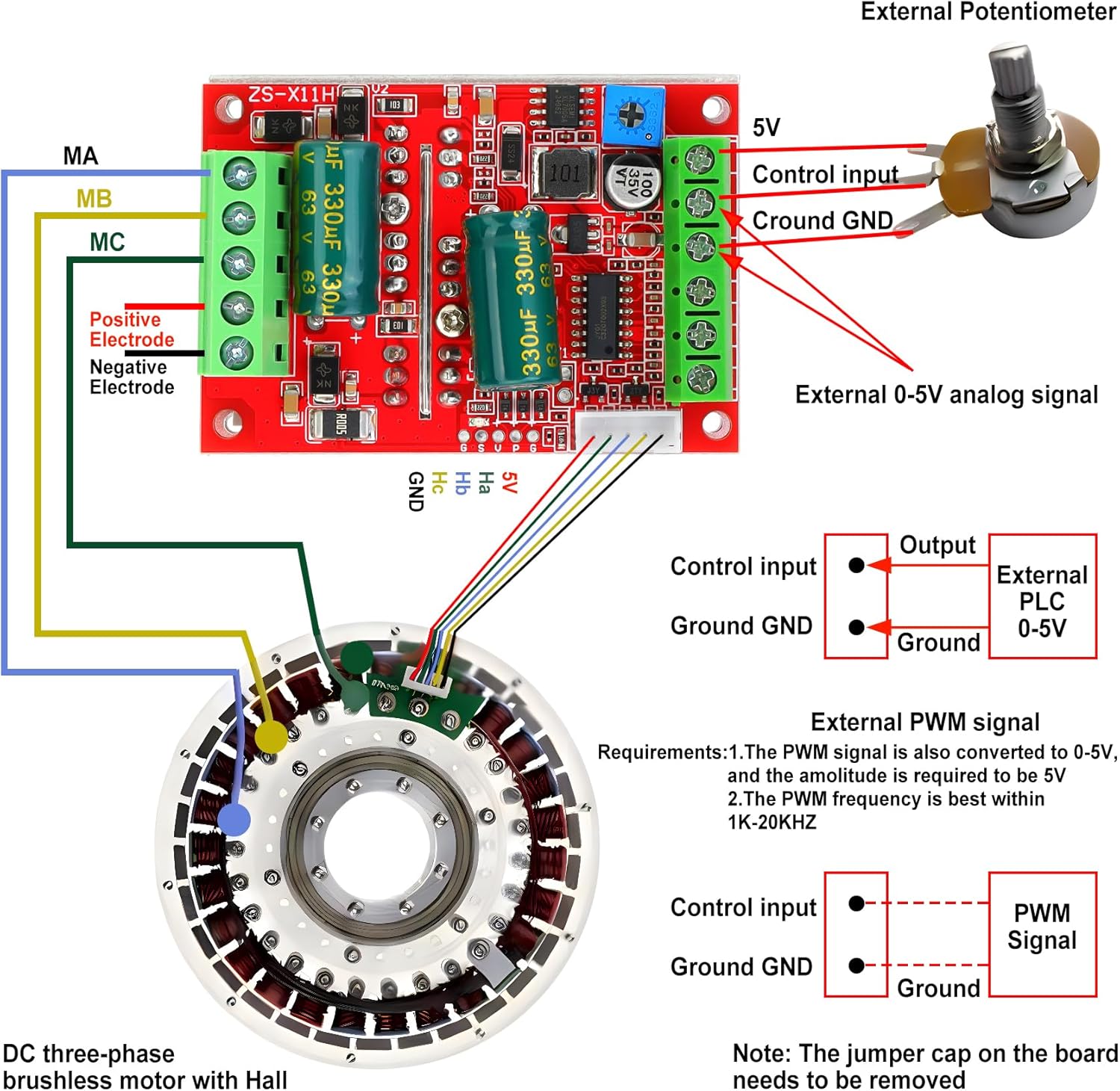 Detailed wiring diagram for the BLDC motor controller