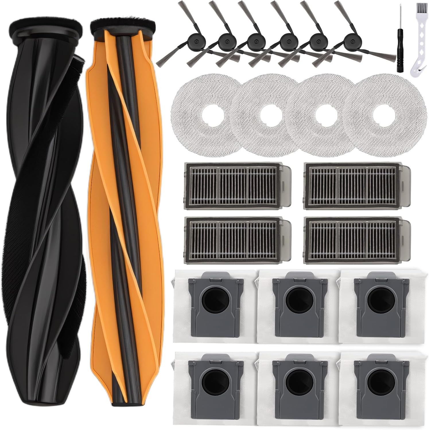 X50 Ultra Replacement Parts for Dreame X50 Ultra Complete, X50 Master, L50 Pro Ultra Robot Vacuum Accessories, 2 Main Brushes, 4 Filters, 4 Mopping Pads, 6 Dust Bags, 6 Side Brushes, 24 Pack