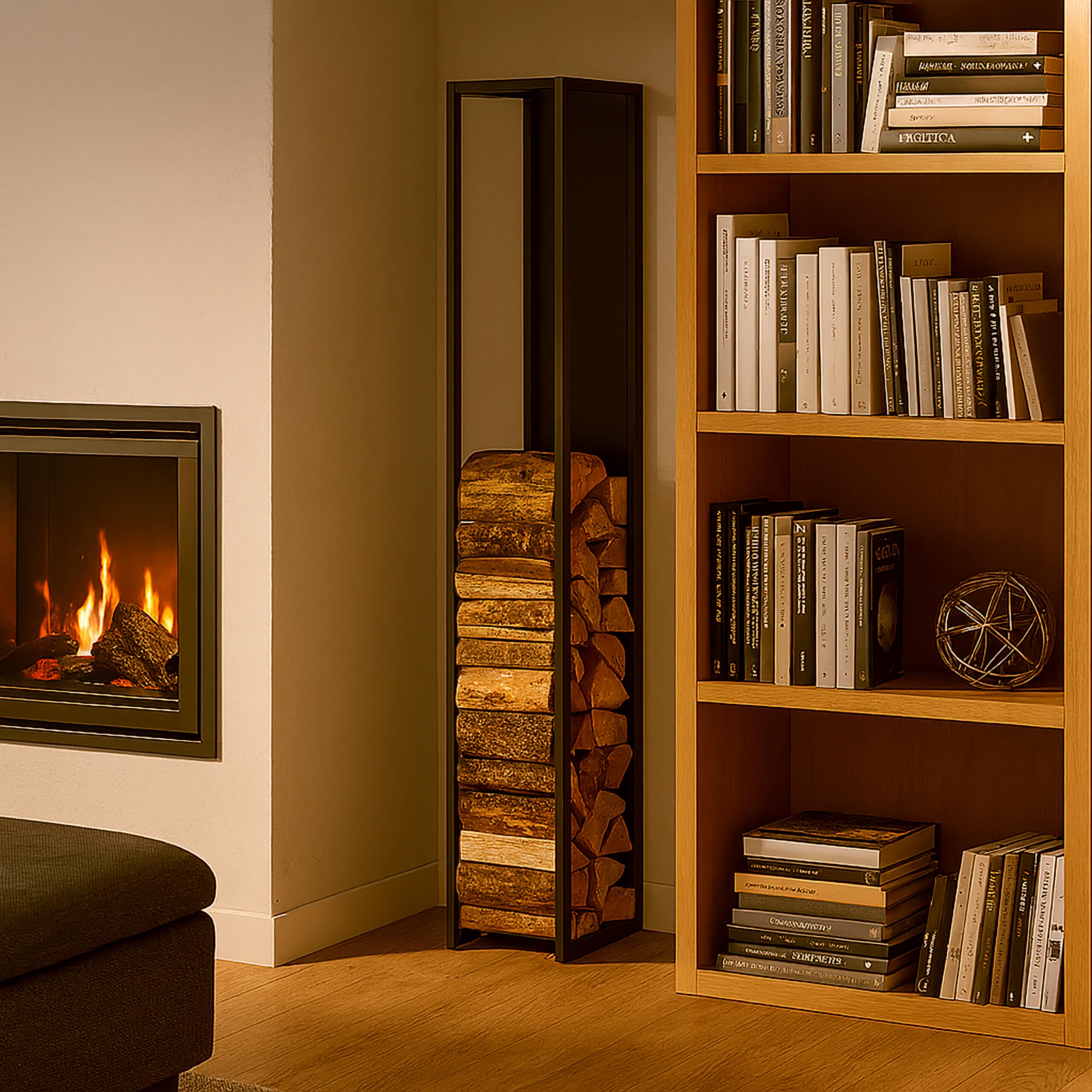 Relaxdays Scaffale Portalegna da Interno in Acciaio 157x23,5x30 cm Nero