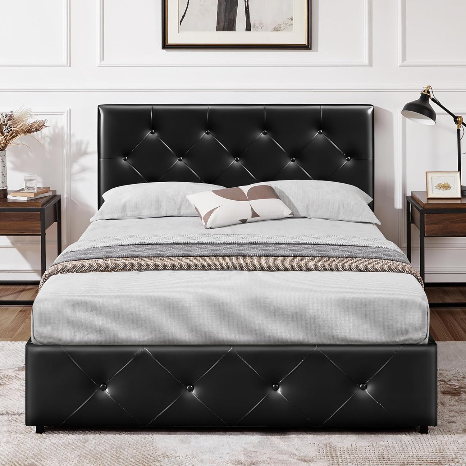 Yaheetech 4ft6 Double Bed Frame Upholstered Platform Bed with