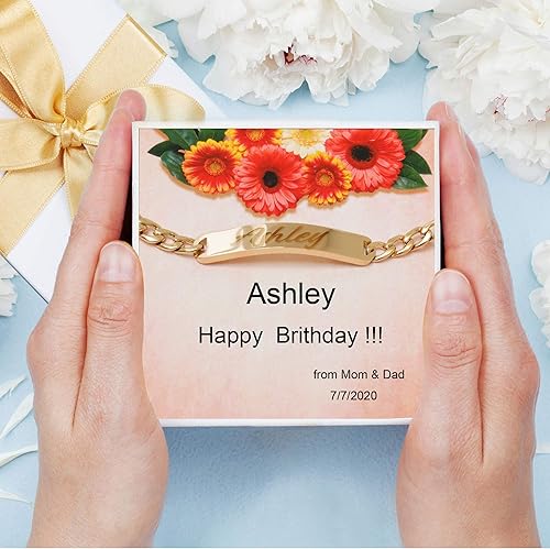 Miniatura 4 de Pulseras personalizadas chapadas en oro de 18 quilates para parejas, grabados personalizados, con nombre y identificación, juego a juego para