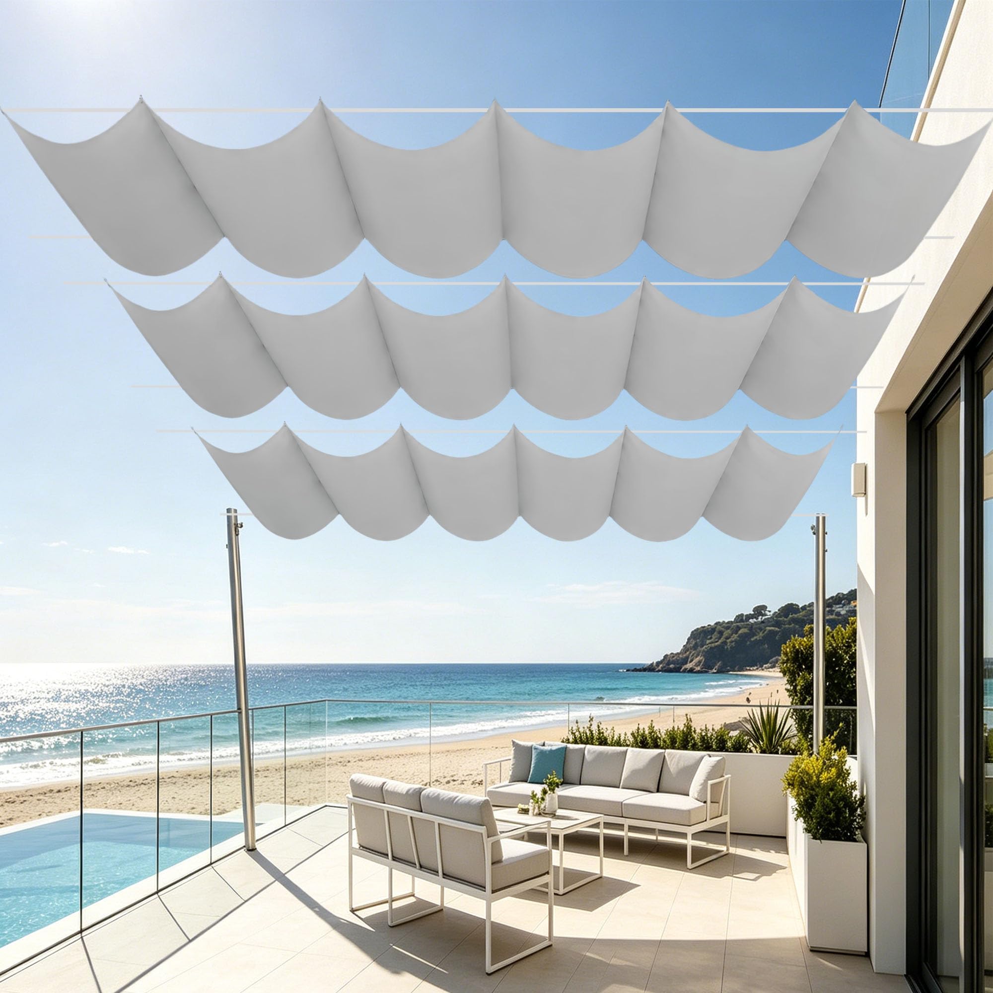 Voile d'ombrage jardin rétractable 150x400 cm pour déjeuners sur le patio