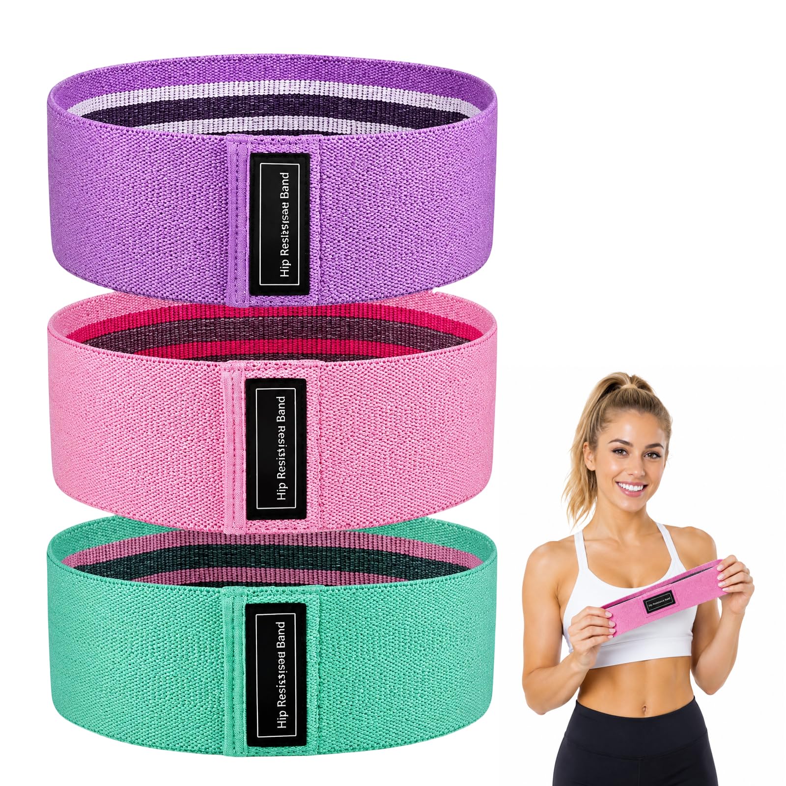 Fabric Resistance Bands, Exercise Bands, Stretch Bands for Exercise and Gym Workouts, Resistance Bands for Women and Leg Training, for Legs Butt at Home Fitness, Yoga, Pilates