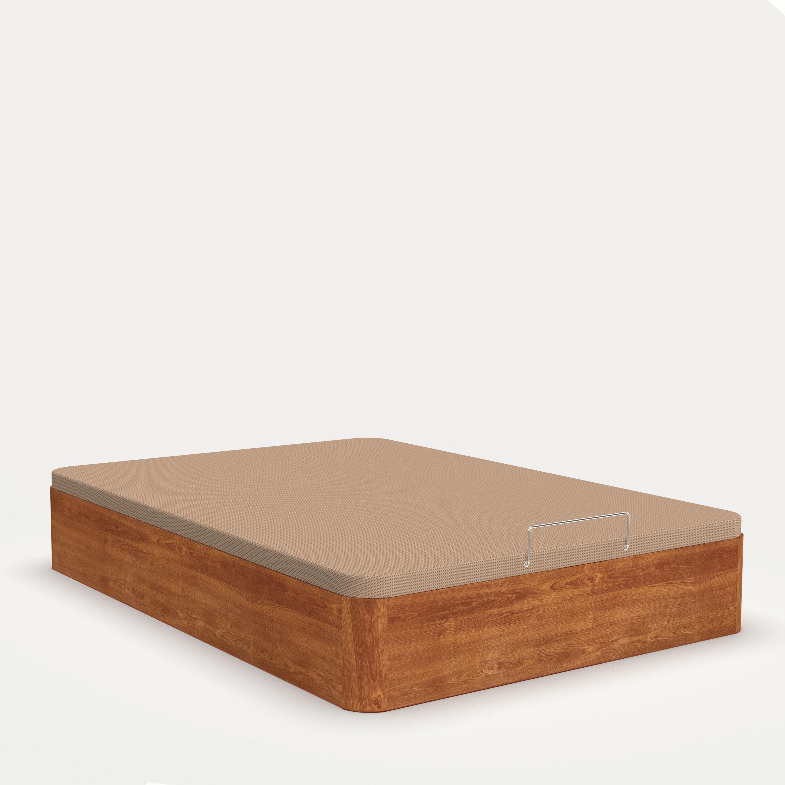 Canapé de Madera Abatible Gran Capacidad · Gran Capacidad; Cajón Madera; Cajón Cerezo; Tapa Crudo; Tejido 3D Transpirable · 140x200cm