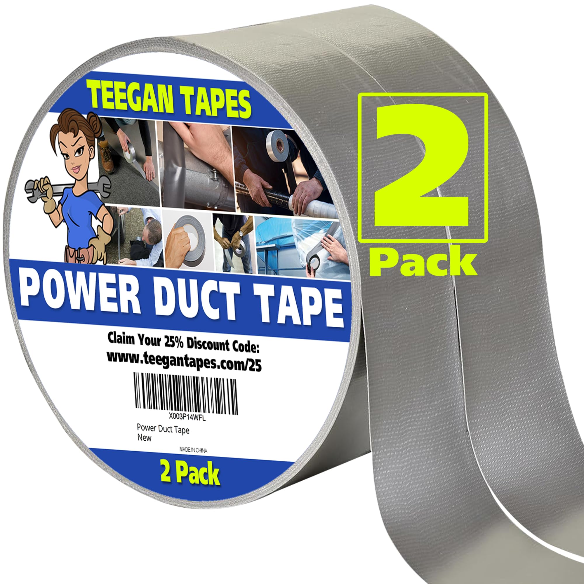 2 PACK - Duct Tape Heavy Duty | Waterproof Duct Tape for Outdoor Use| HVAC Duct Tape | No Residue Duct Tape | Ultimate Repair Bonding Tape | Large Roll of Duct Tape | 2-Pack, 2 in X 40 Yards
