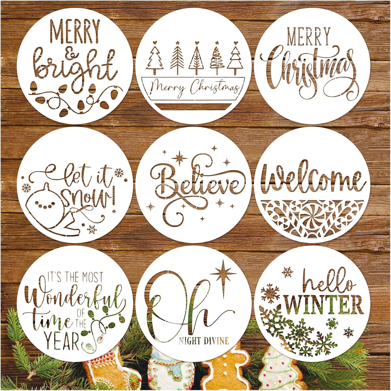 Christmas Stencils for Painting on Wood 12” Xmas Crafts
