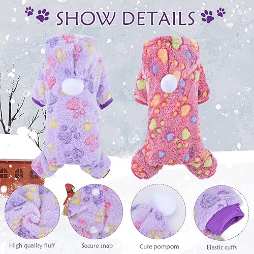 Miniatura 6 de Pijamas para perros pequeños, suéter cálido de invierno para cachorros, sudadera con capucha de franela para clima frío, ropa para mascotas, ropa