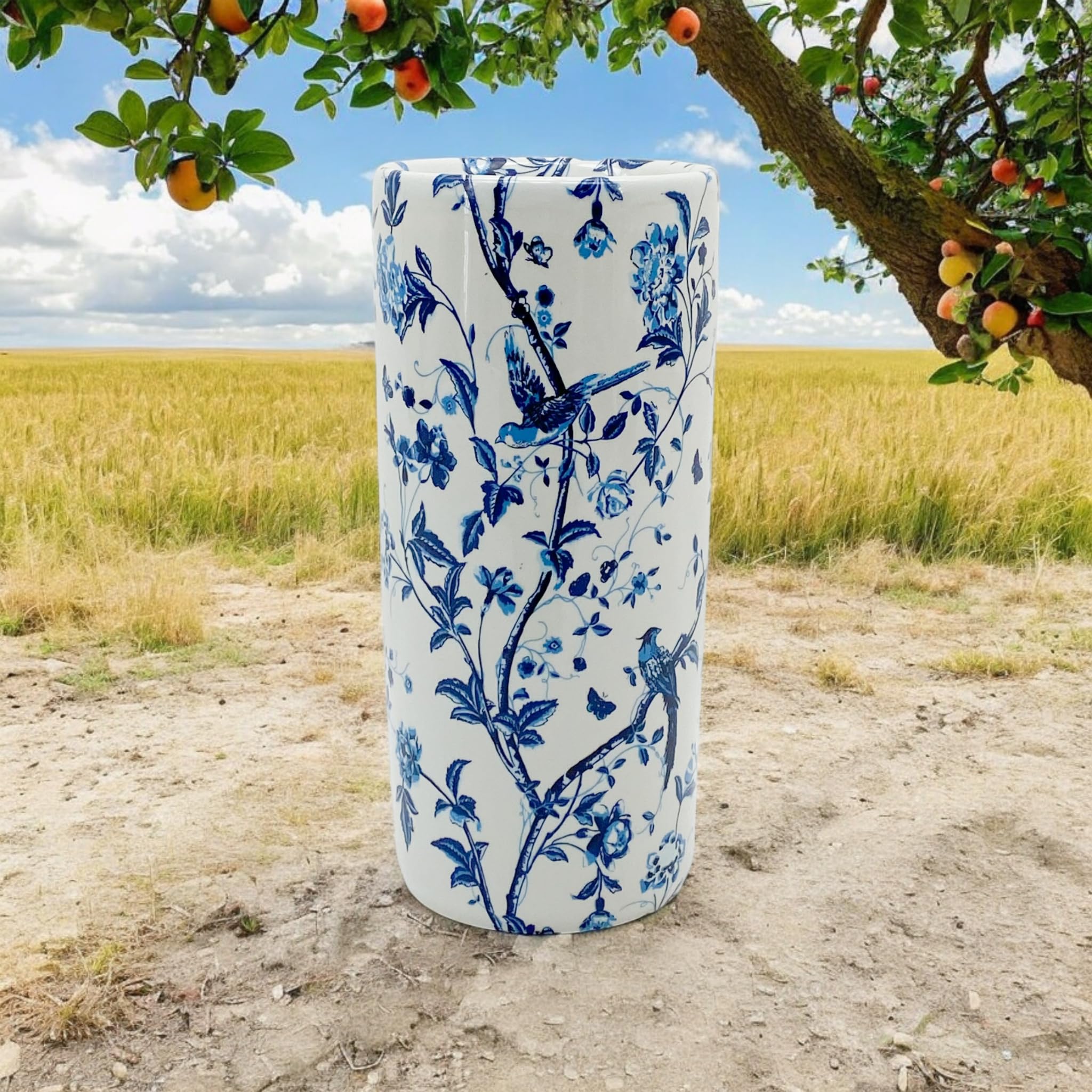 AcaciaHome Portaombrelli rotondo in ceramica resistente, supporto perfetto per casa, ufficio e ingresso, aggiunge un tocco sofisticato agli spazi abitativi per canne e bastoni da passeggio (uccello