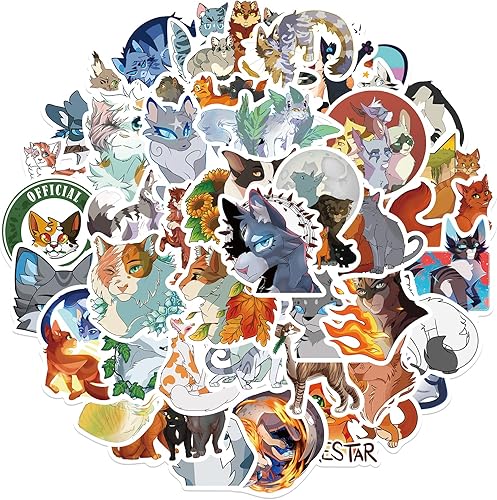 Miniatura 1 de Warriors Cats - Paquete de 52 calcomanías de vinilo impermeables para laptop patineta botellas de agua computadora teléfono guitarra calcomanías de
