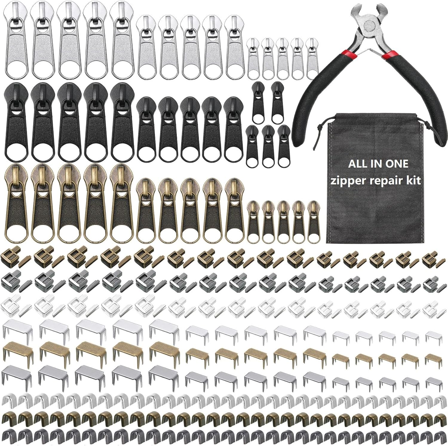 Yuxung 272 Pieces Zipper Repair Kit Replacement Zipper