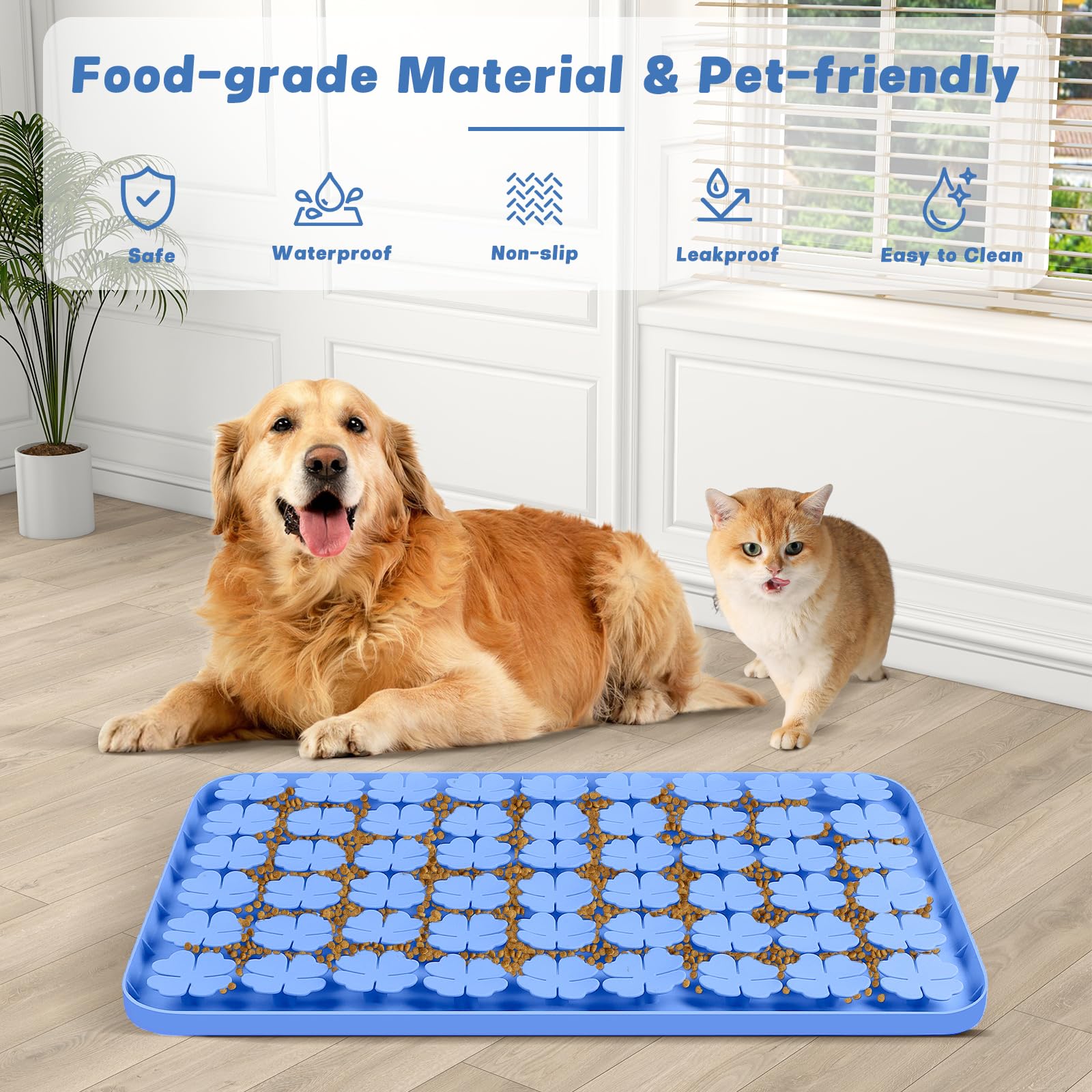 24''x16'' silicone tappetino interattivo per cani/gatti alimentazione lenta, favorisce la ricerca naturale del cibo, allenamento degli odori e mangiare lentamente (blu)