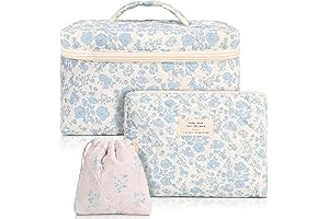3 Pack Vojuan Floral Cotton Makeup Bag Set