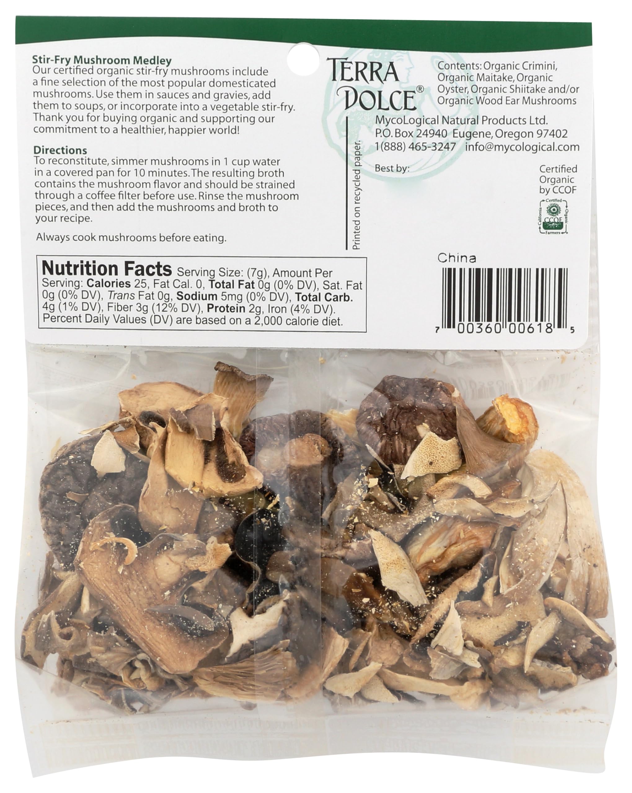 Terra Dolce Organic Stir-Fry Mushrooms, 0.75 Ounce