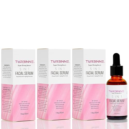 TURBINNE Suero facial 5 en 1 durante la noche. 5 sueros potentes. Retinol, ácido hialurónico, niacinamida, vitamina C y E. Potente