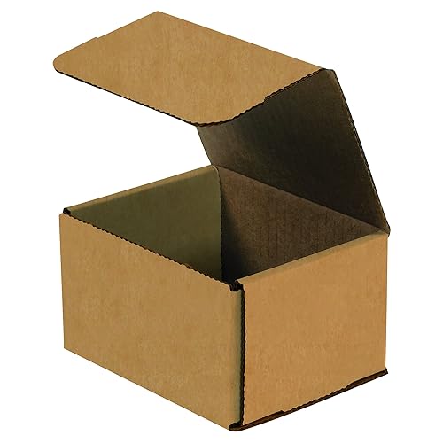 Boxes Fast BFM553K Sobres de cartón corrugado, 5 x 5 x 3 pulgadas, cajas de envío troqueladas de una pieza, cajas de envío troqueladas, cajas de