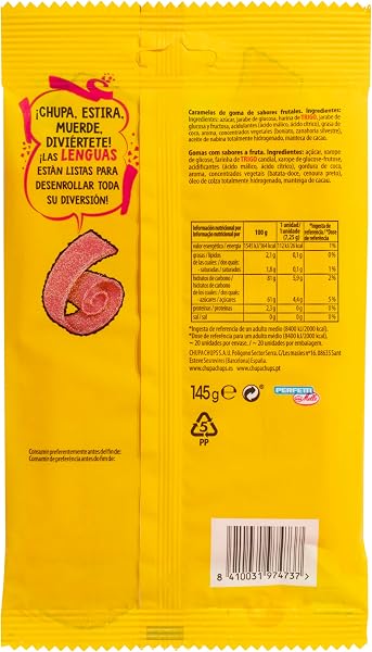 Chupa Chups Gominolas Lenguas de Fresa Ácida, 145g - 2