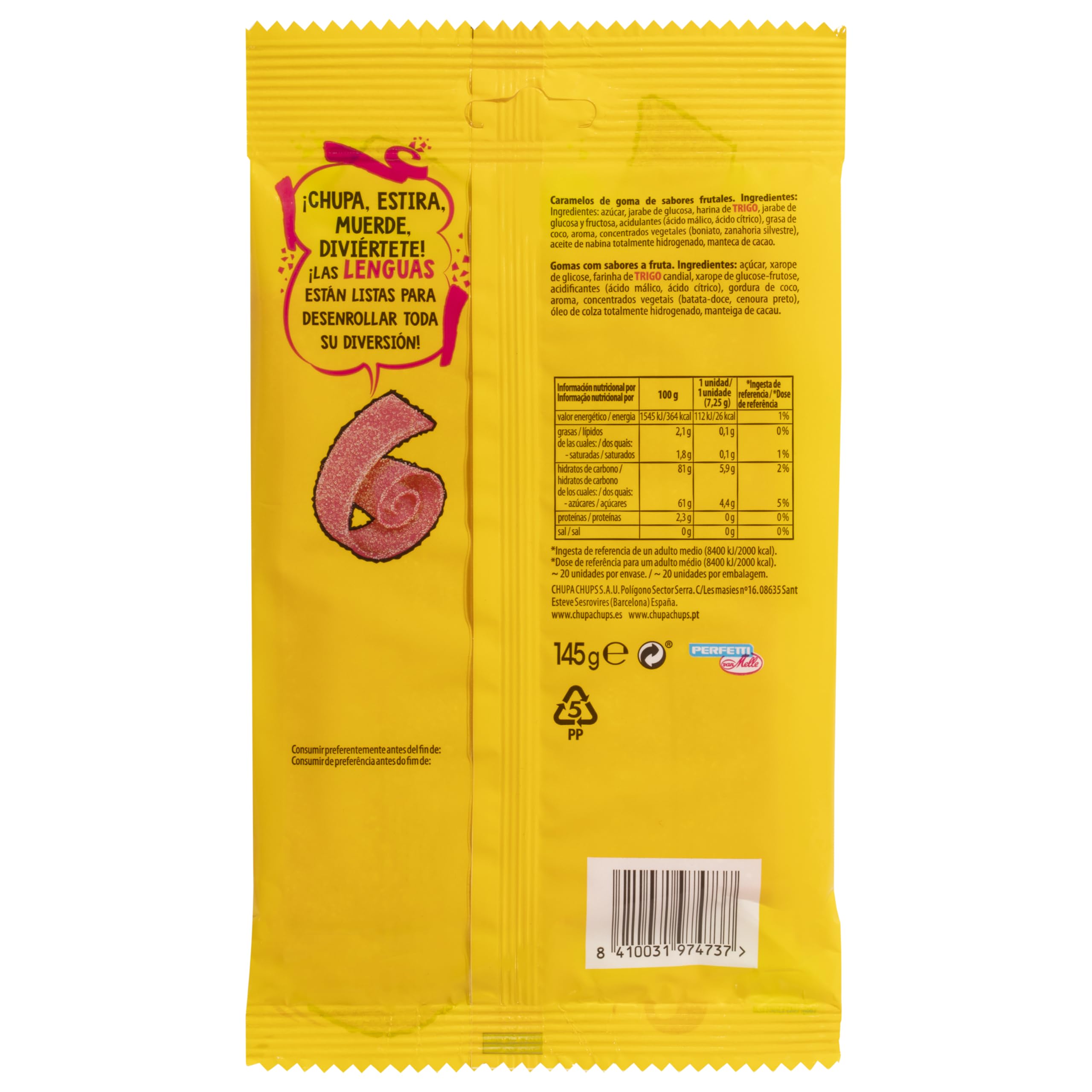 Chupa Chups Gominolas Lenguas de Fresa Ácida 145g