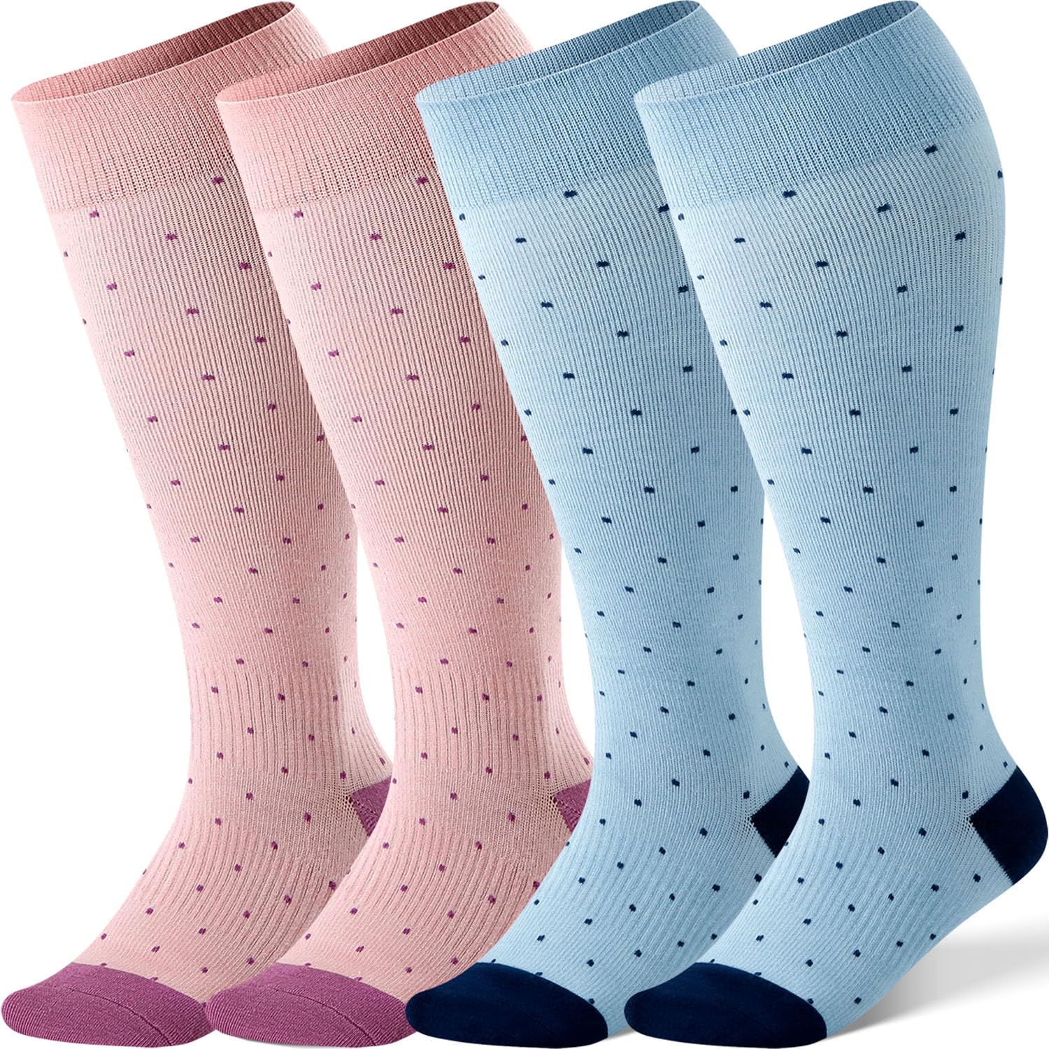 Photo 1 of 2 Pairs Bamboo Plus Size Compression Socks Wide Calf for Women and Men 15-20 mmHg Knee High Support Stockings for Circulation, Swelling, Travel, Nurses, Pregnacy