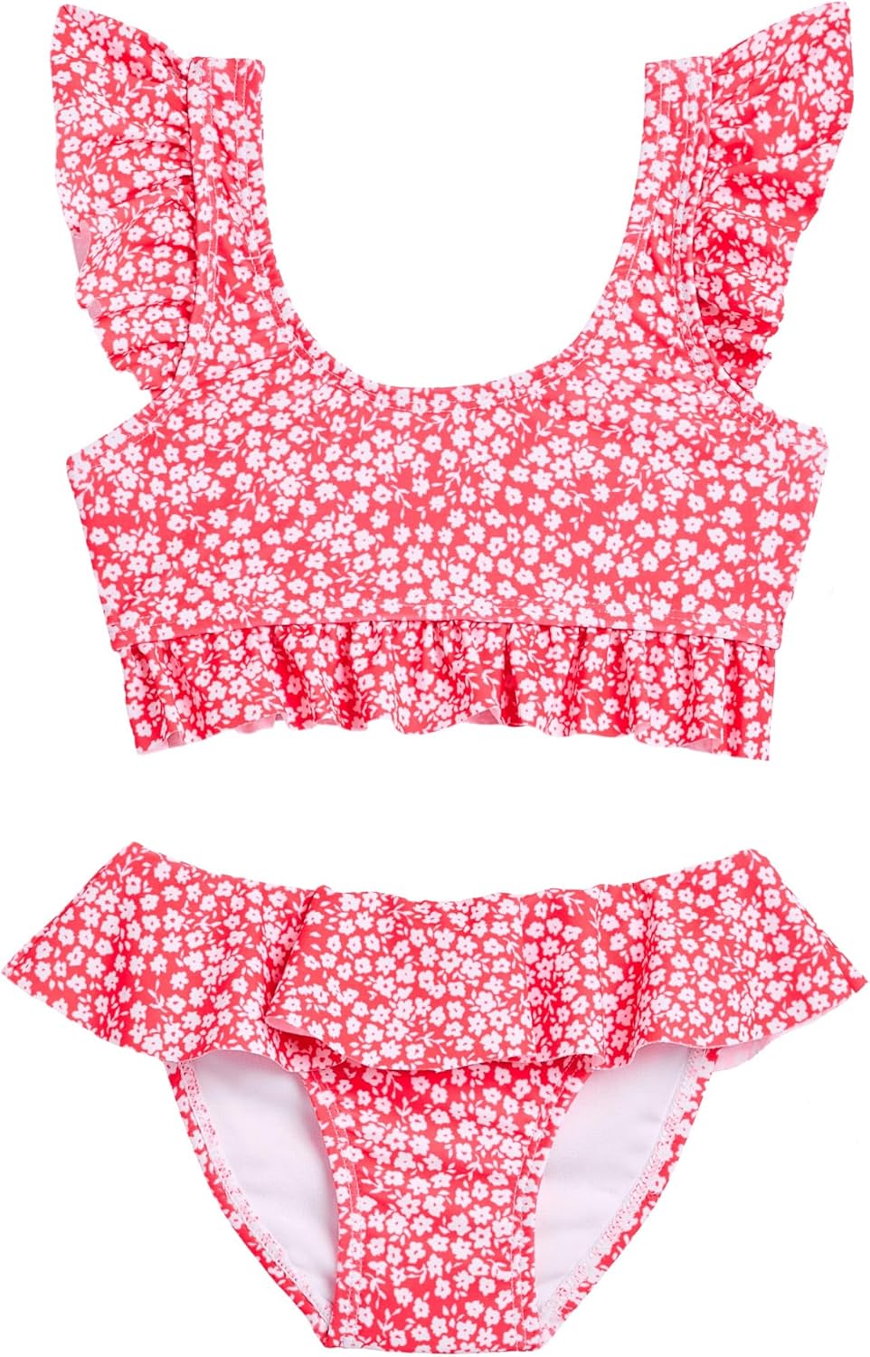 Snapper Rock Girls' Ditsy Bloom Frilled Crop Bikini (Toddler/Little Kid/Big Kid)