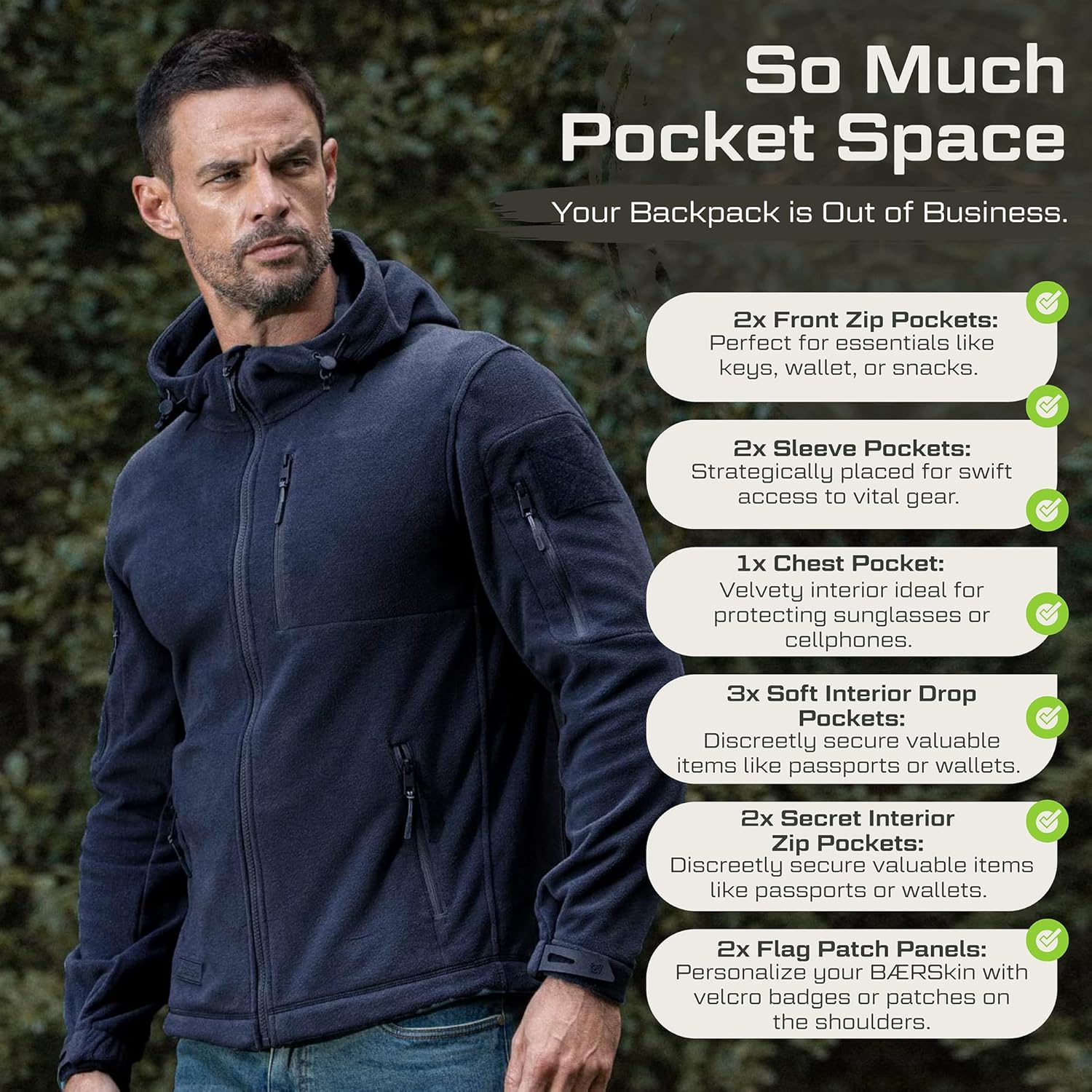 Baerskin Tactical Hoodie Jacket for Men 4.0 - Military Style Fleece Sweater for Cold, Rain, Wind or Snow - Image 3