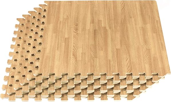 Forest Floor 3/8 Inch Thick Printed Foam Tiles, Premium Wood Grain Interlocking Foam Floor Mats, Anti-Fatigue Flooring Stylish Flooring Solution