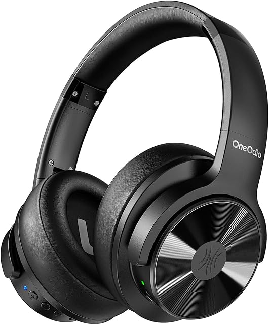 OneOdio A30 Hybrid Active Noise Cancelling Headphones, ANC Over Ear Wireless Bluetooth Headphones with CVC 8.0 Mic, Studio Level Hi-Fi Sound Deep Bass, Memory Foam Ear Cups, for Travel/Office/Home