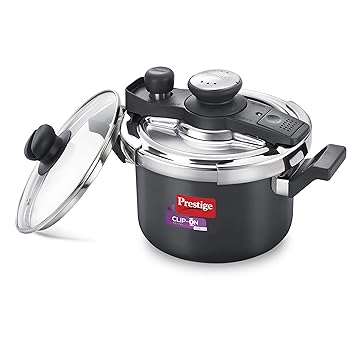 Prestige Svachh, 20240, 3 L, Hard Anodised Aluminium Outer Lid Pressure Cooker, with Deep Lid for Spillage Control, Black