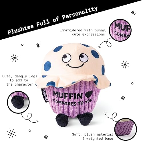 Miniatura 5 de PUNCHKINS - Muffin se compara con ti Muffin de peluche de arándanos - Divertido regalo de broma de elefante blanco para amigos