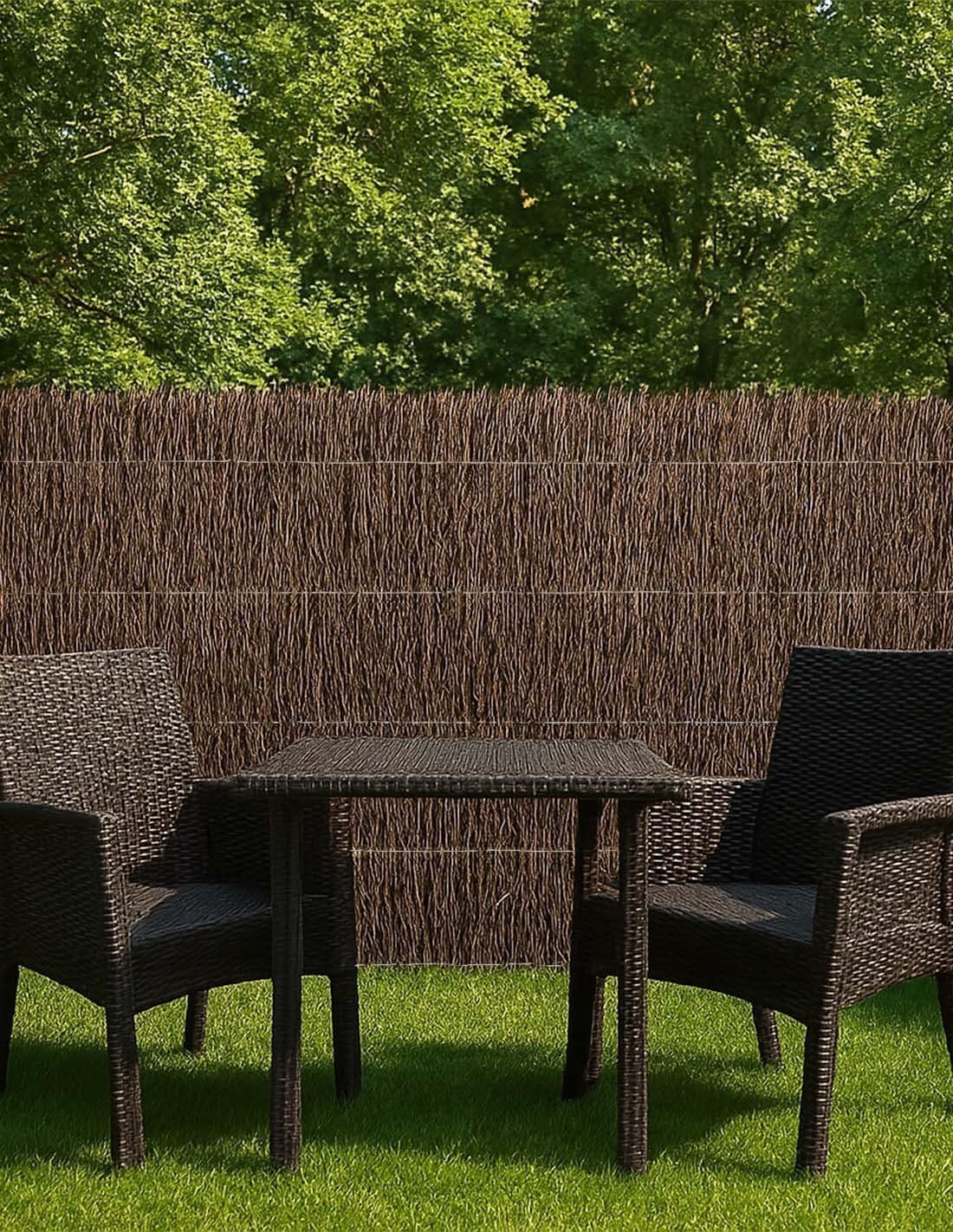 JARDIN202 - Cerramiento de Brezo Natural Alta Densidad 1800g/m² Ocultación 80% para Jardín, Terraza o Balcón, Cosido con Alambre Galvanizado | 1x5m