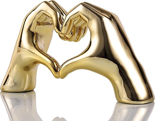 WUBIANJIE Estatua de dedo de amor galvanizada, escultura en forma de corazón, decoración de arte moderno, decoración creativa de mesa de boda y