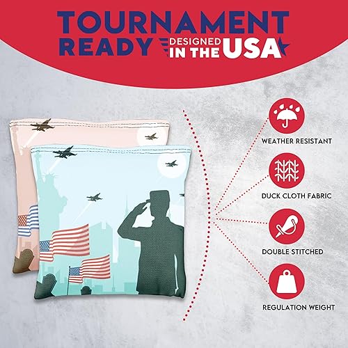 Miniatura 7 de BackYardGamesUSA Tournament - Juego de 8 bolsas de cornhole profesionales reglamentarias, Tournament Slick n Stick Cornhole, bolsas para juegos de