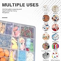 Vista 4 de OALCQ Caja organizadora de plástico de 24 rejillas con divisores, caja organizadora de cuentas para manualidades, caja organizadora de aretes