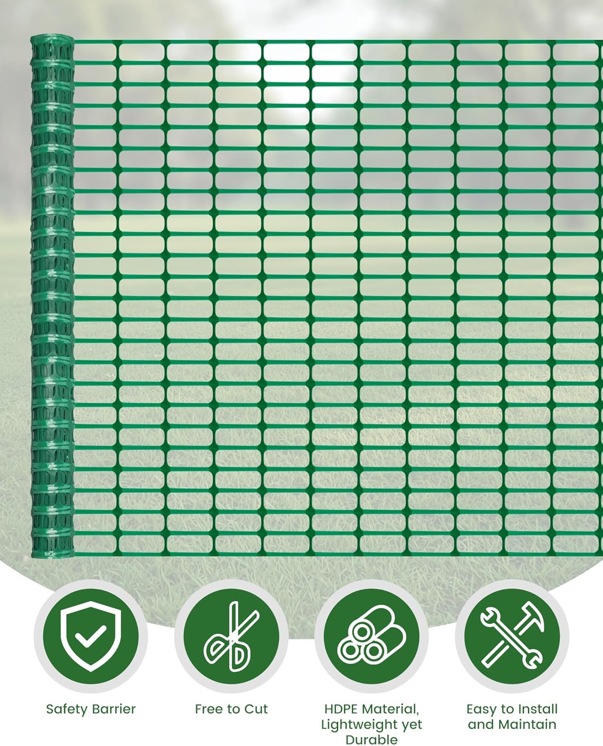 Temporary Fence, Snow Fence, 40" x50' Plastic Mesh Fence with 13-Pack 4FT Steel Stake, Portable Garden Fencing Safety Netting for Outdoor Backyard, Animals Barrier Set for Dog Deer, Green