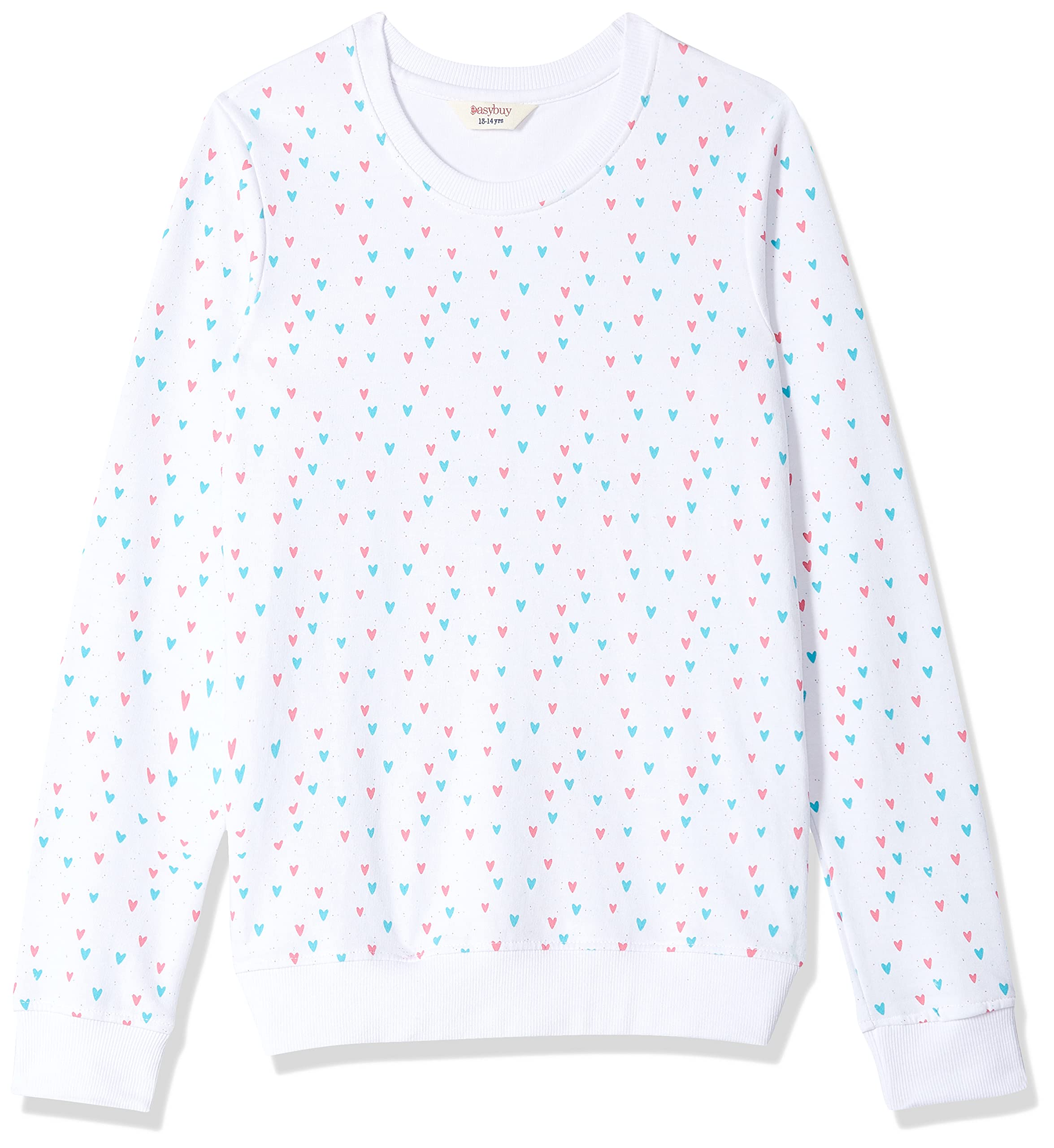 Easybuy Girls Cotton Crew Neck Sweatshirt AU21DM13GY-WHITE-10Y