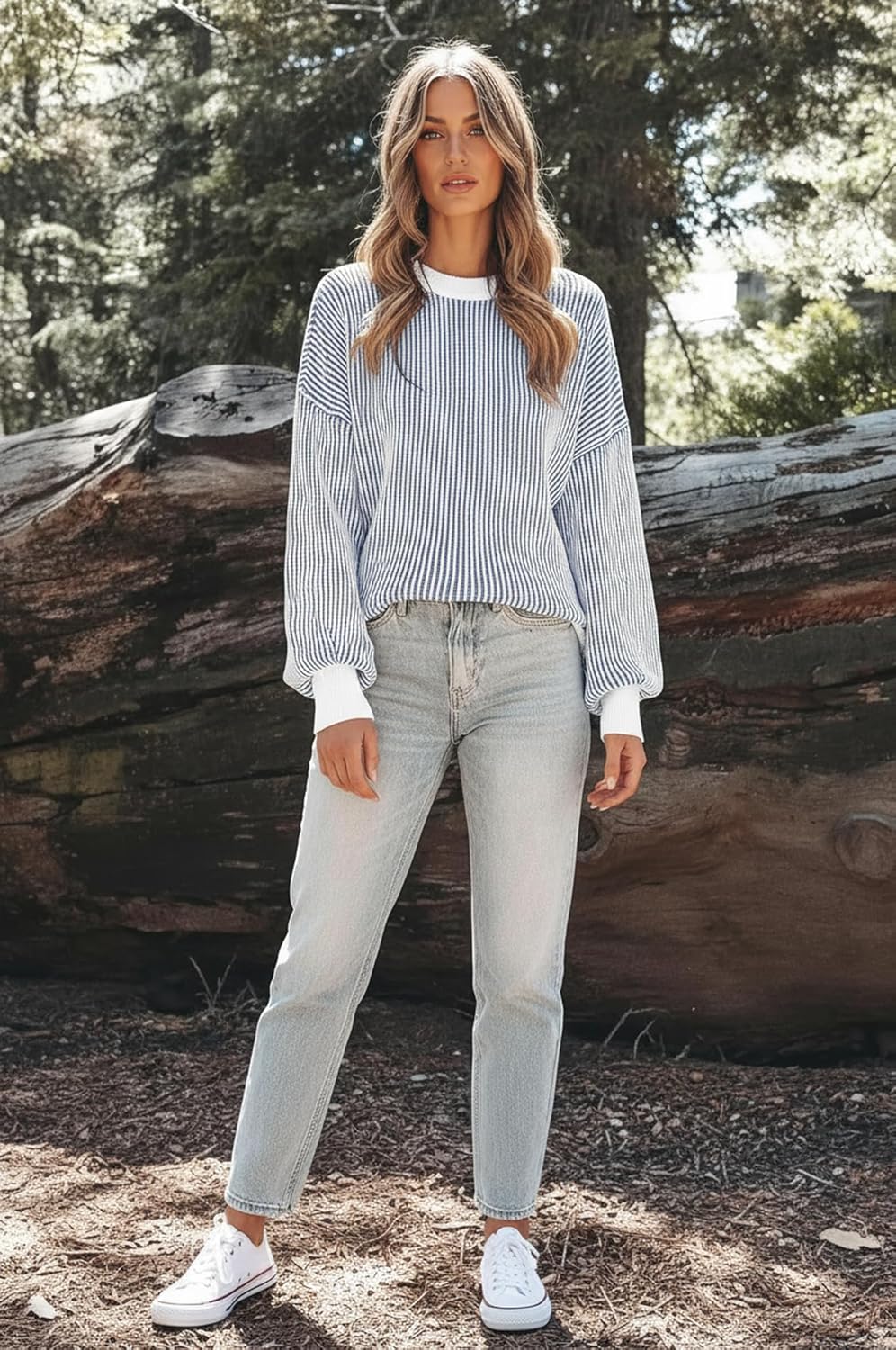 Womens Sweaters Fall 2026 Clothes Oversized Long Sleeve Colorblock Striped Knit Pullover Tops Casual Winter Trendy Outfits - Image 8