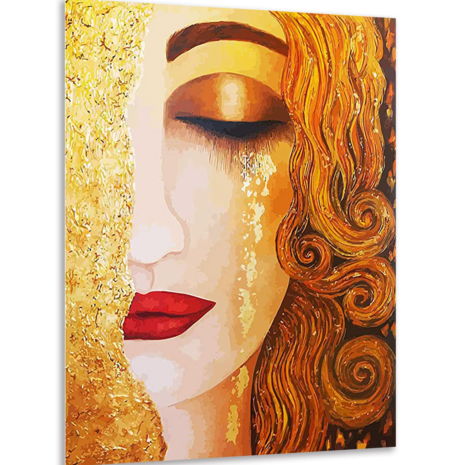 Instarry DIY 5D Diamond Painting Punto de Cruz Diamante Lágrimas Doradas Chica Klimt Vinilos Pared Grandes 90x60 cm
