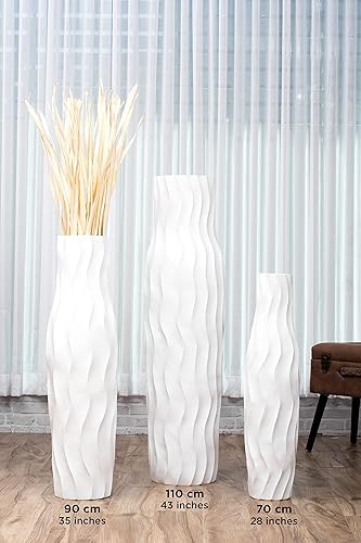 Miniatura 5 de Leewadee Jarrón grande blanco para decoración del hogar, de madera, de 28 pulgadas de alto, decoración de granja, soporte para flores para plantas