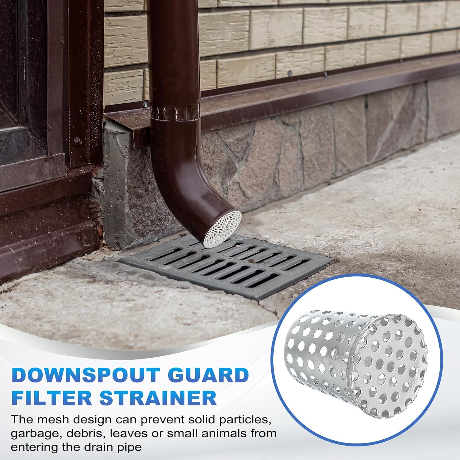 PATIKIL Gutter Guard Filter 2"-1.6", PVC Termination Cap Mesh Screen Roof Vent Cover Stainless Steel Conical Exhaust Pipe Cover Downspout Guard Filter Strainer for Downspout Silver