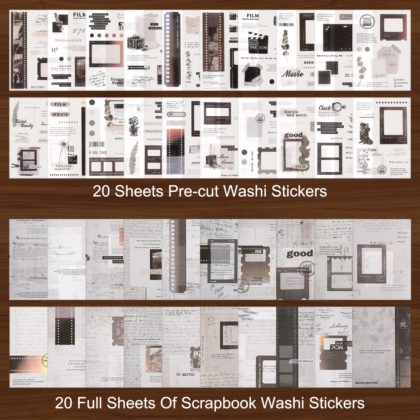 Dizdkizd 40 arkuszy Washi Sticker Booklet - 4 motywy (film)