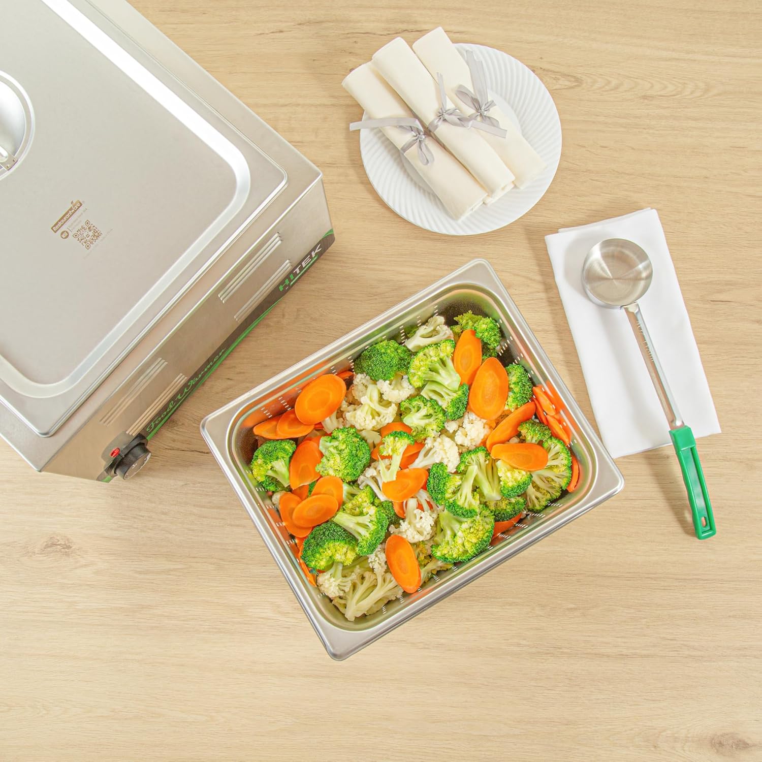 Restaurantware Steam Table Pan 6 Pack of Half Size Stainless Steel Perforated Hotel Pan Anti-Jam 6 Inch Deep Silver Commercial Kitchen Pan 24 Gauge