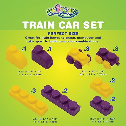 Miniatura 7 de UNiPLAY Juguete de bloque de construcción de tren para el desarrollo cognitivo, habilidades motoras, aprendizaje sensorial, juguete educativo para