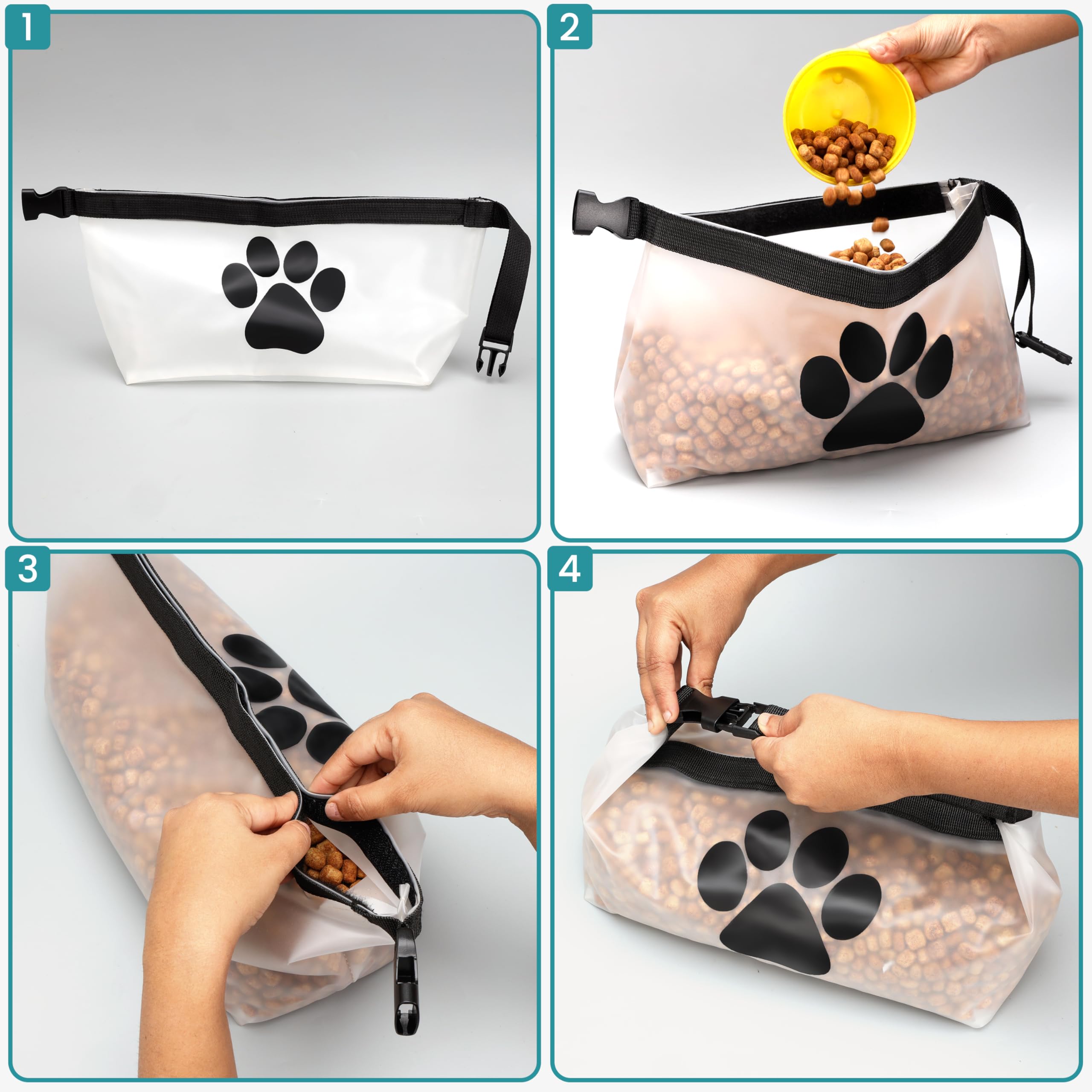 BELLE VOUS Lot de 2 Sacs de Conservation de Nourriture pour Chien - Gamelle de Voyage Pliable - Bol Portable pour Le Transport et la Pension - Conserve la Fraîcheur des Croquettes