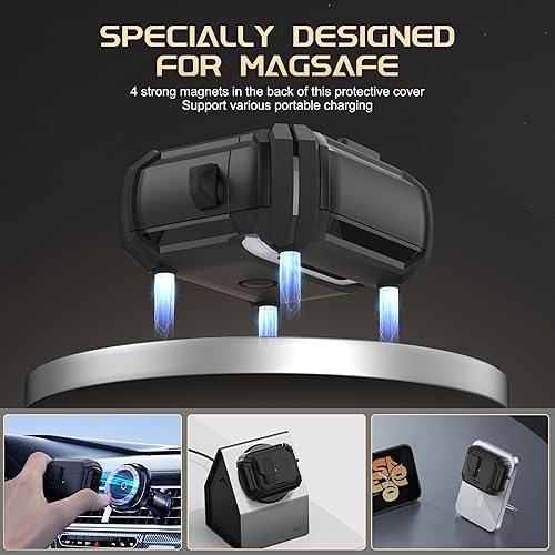 Miniatura 4 de Maxjoy Funda protectora para AirPods Pro 2 2022, AirPods Pro de 2 generación con bloqueo automático, compatible con Apple AirPod Pro de 2 generación