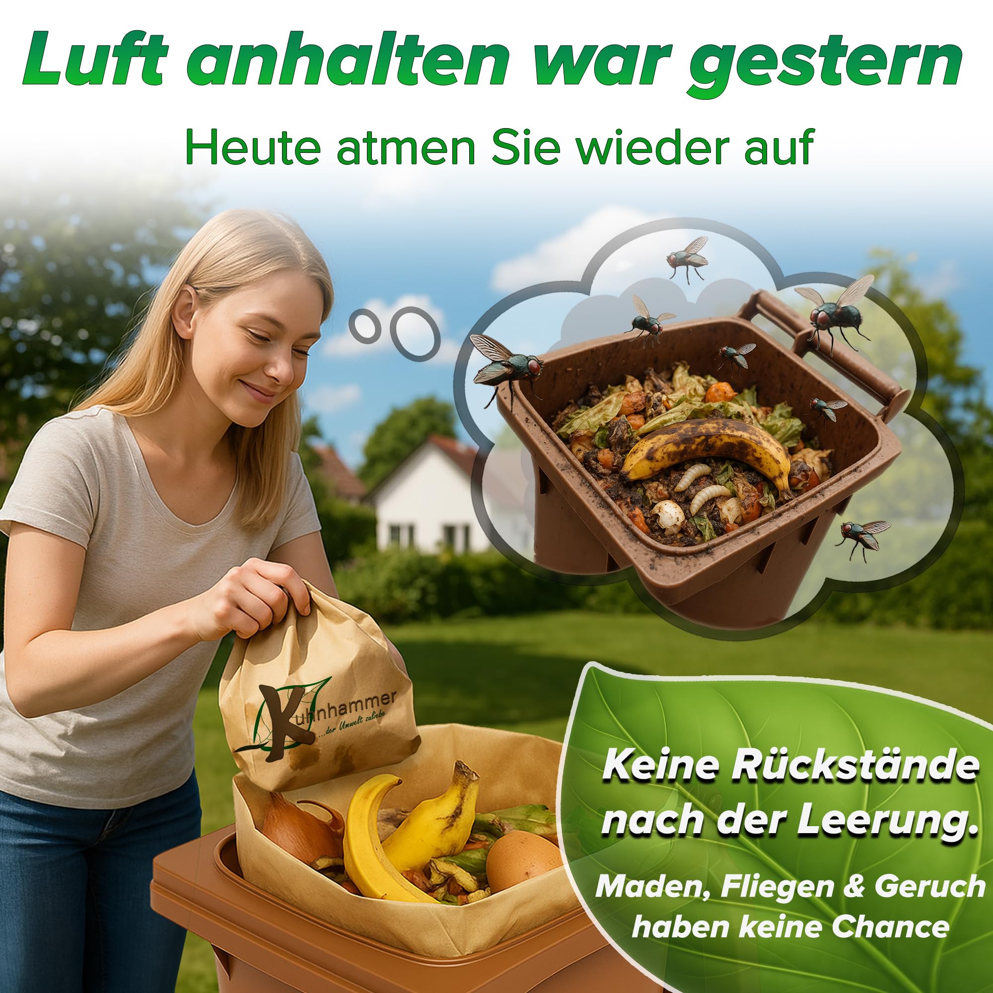 Biotonnenmüllsäcke 60L - 70L I 25Stk Müllbeutel Biotonne I Biomüllsäcke I Papiermüllsäcke für Biomülltonne madenfrei I Papiersäcke für Gartenabfälle